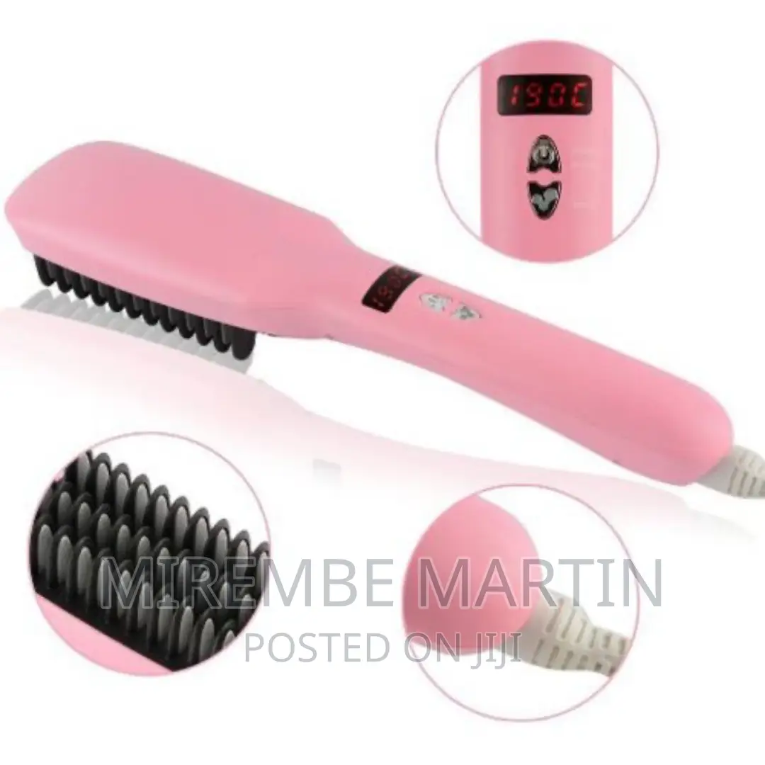 Ionic Hair Straightener Brush Comb 2 in 1 PTC Heating –