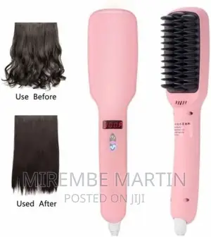 Ionic Hair Straightener Brush Comb 2 in 1 PTC Heating –