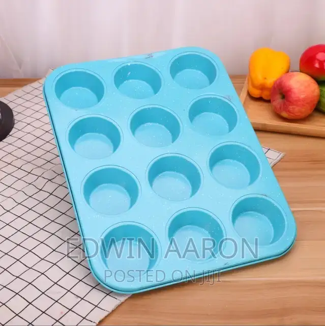 Light Blue Non-Stick Cup Cake Tray
