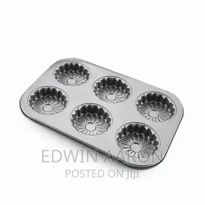 Round Non-Stick Cup Cake Mould Tray 6 Grid