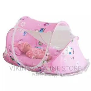 Designed Baby Net and Mattress – Pink