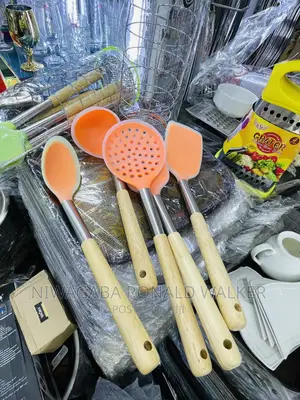 5pc Set of Silicone Serving Spoons Forks