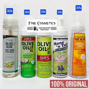 Olive Oil Foam Wrap Set Mousse Cantu Hold and Shine Mousse