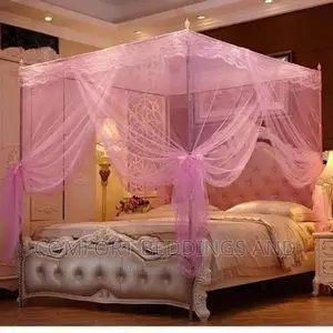 Four Stand Square Mosquito Net Pink 4*6, 5*6, 6*6