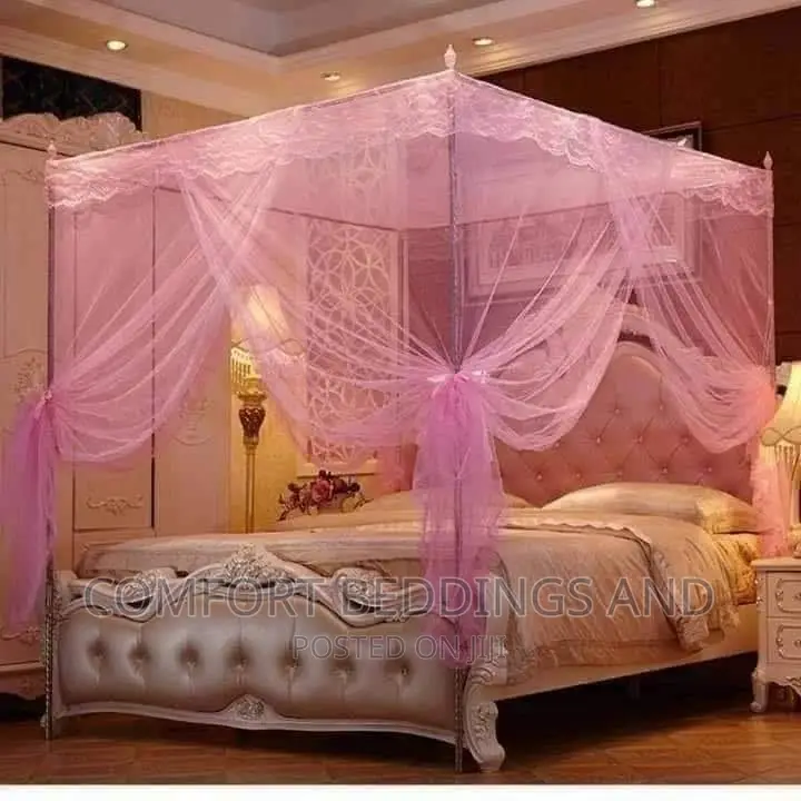 Four Stand Square Mosquito Net Pink 4*6, 5*6, 6*6