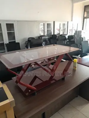 Executive Glass Table With Wooden Legs