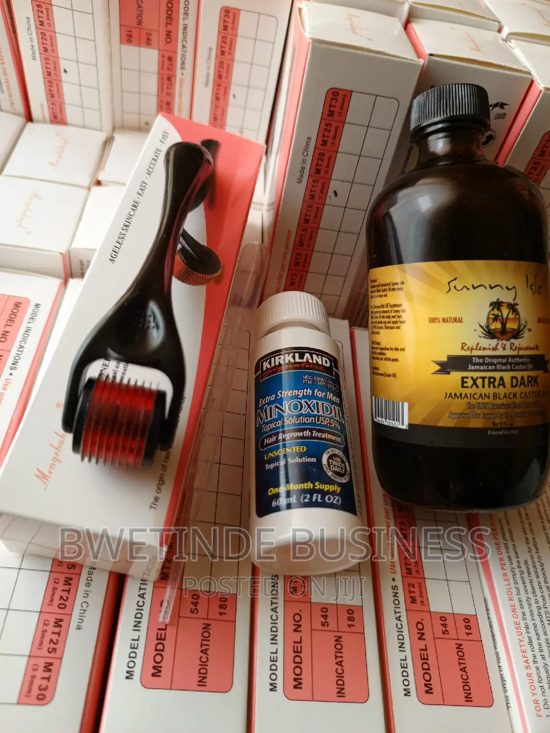 Minoxidil, Castor Oil Derma Roller Hair Beard Growth Set