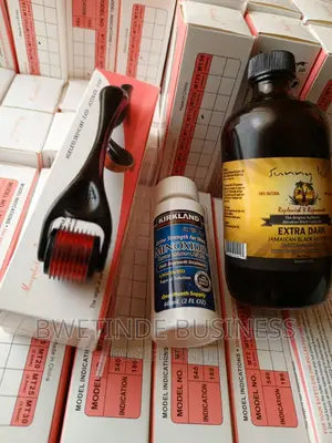Minoxidil, Castor Oil Derma Roller Hair Beard Growth Set