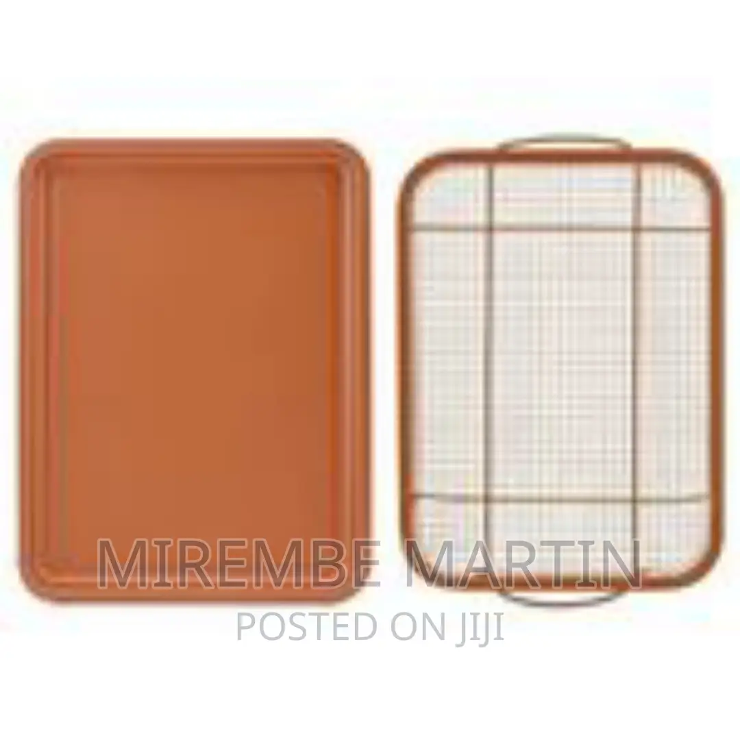 Oven Air Fryer Crisp Pan/Tray Mesh Basket Set, Copper.