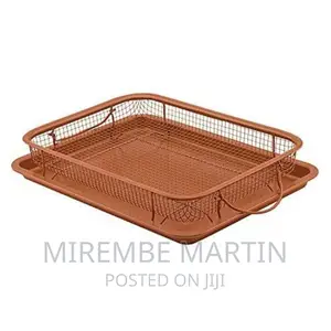 Oven Air Fryer Crisp Pan/Tray Mesh Basket Set, Copper.