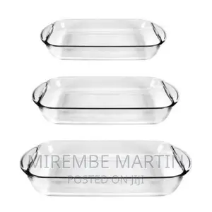 Pyrex 3 Piece Rectangle Glass Bakeware Dishes Microwave