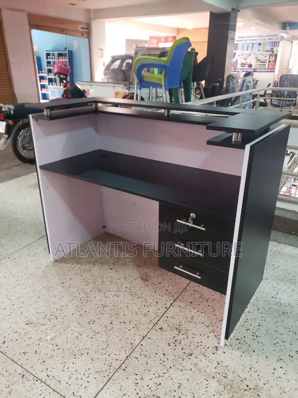 Black And White Stripe Executive Reception Desk 140cm