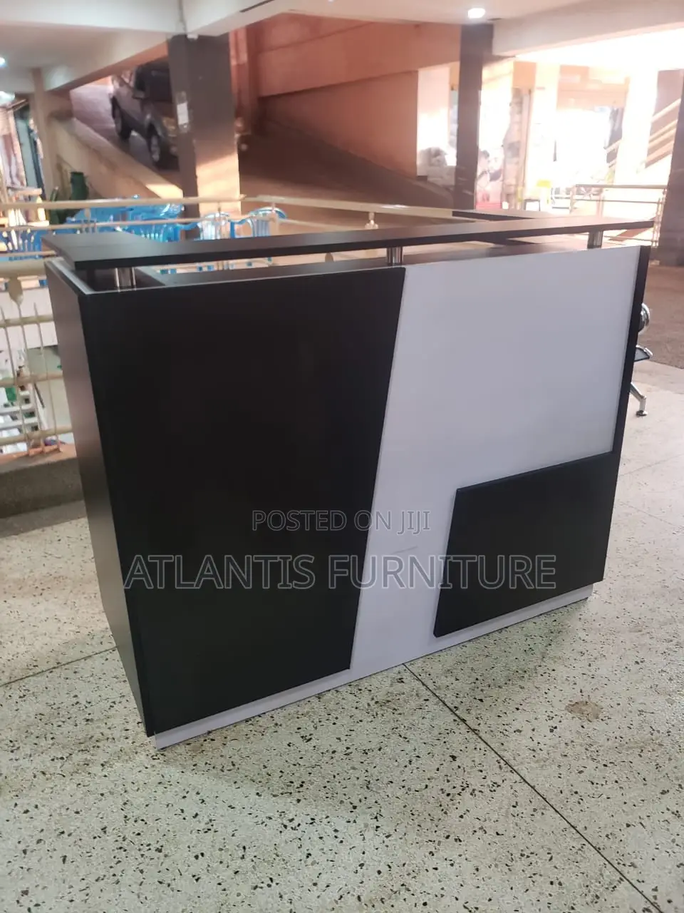 Black And White Stripe Executive Reception Desk 140cm