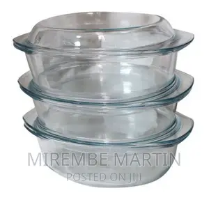 3 Pieces of Oval Tempered Glass Caserole Serving Dishes