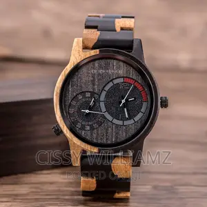 Zebra Wooden Watch/Dual Zone Time Design Wooden Watch