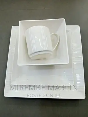 24piece Rectangular Ceramic Dinner Set – White