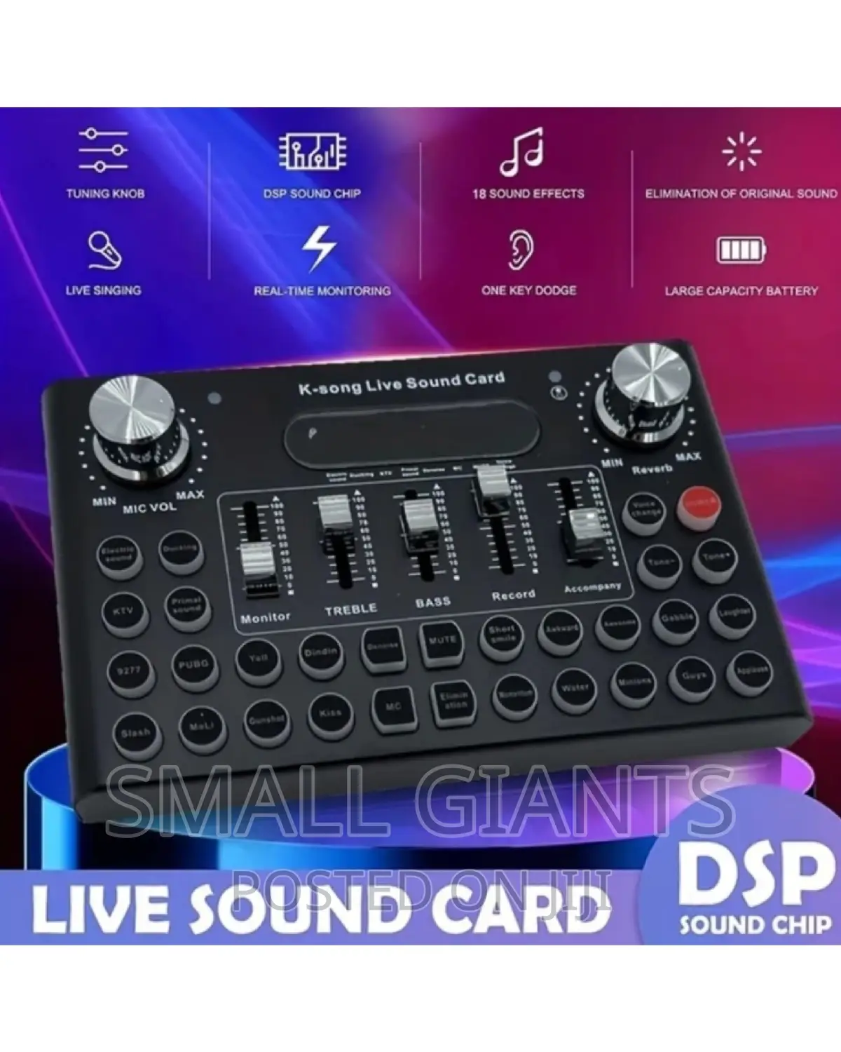 Live Sound Card Wid Effects,Voice Changer BT Accompaniment
