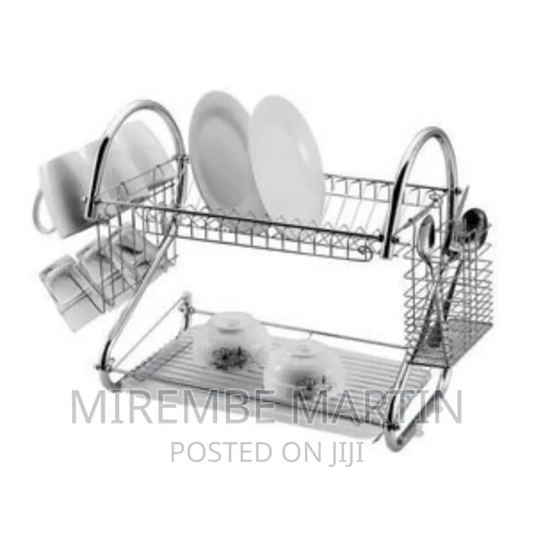 2-Layer Metallic Dish Drainer – Silver