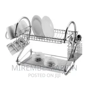 2-Layer Metallic Dish Drainer – Silver