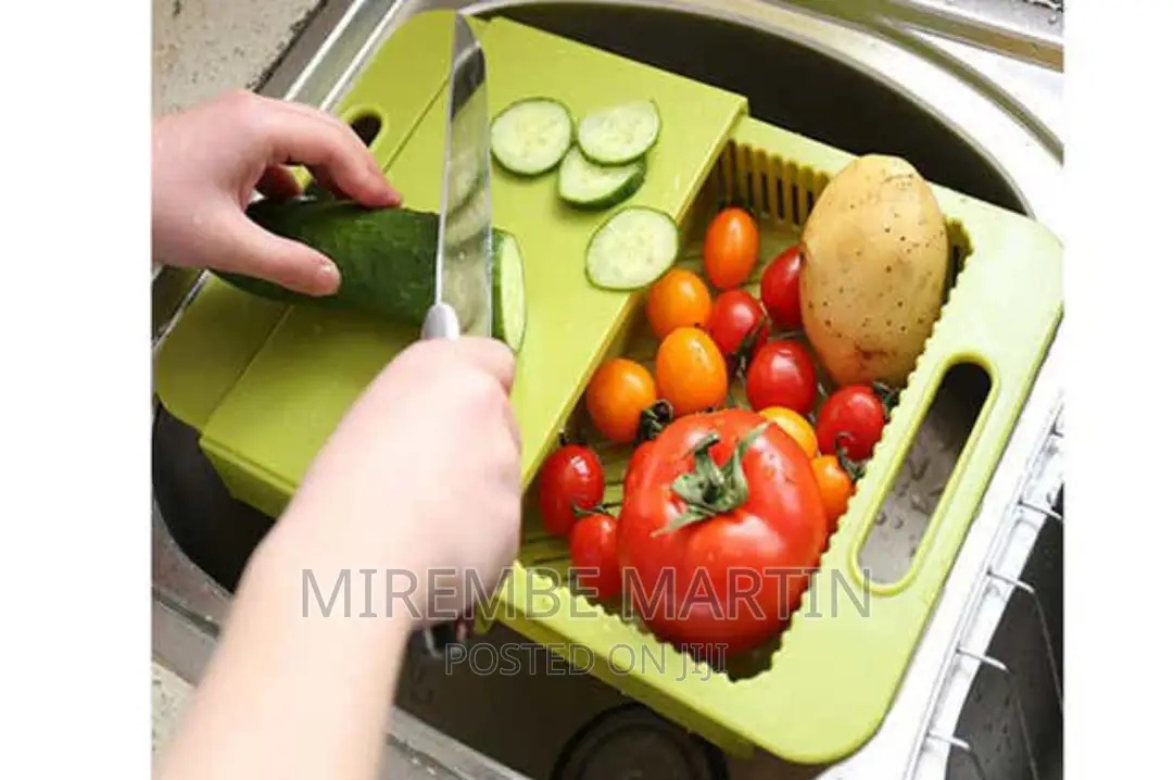Multifunctional Over the Sink Chopping Board Strainer