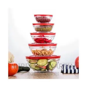 5 Pc Glass Cooking Bowls Lid Color May Vary