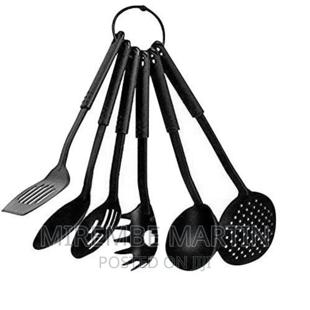 6 Piece Non-Stick Cooking Spoons Set-Black