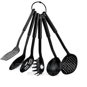 6 Piece Non-Stick Cooking Spoons Set-Black