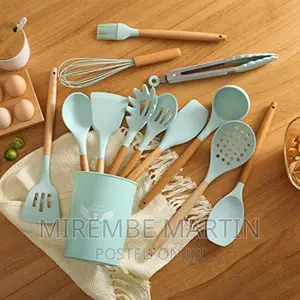 A Set of Nonstick Silicone Kitchen Spoons/Utensils-