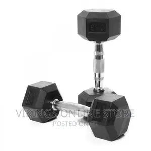 A Pair of 5kg Hex Dumbbells - Black,Silver