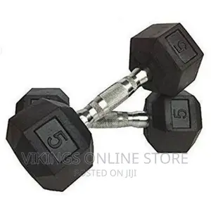 Pair of 5kg Gym Weight Dumbbells - Black