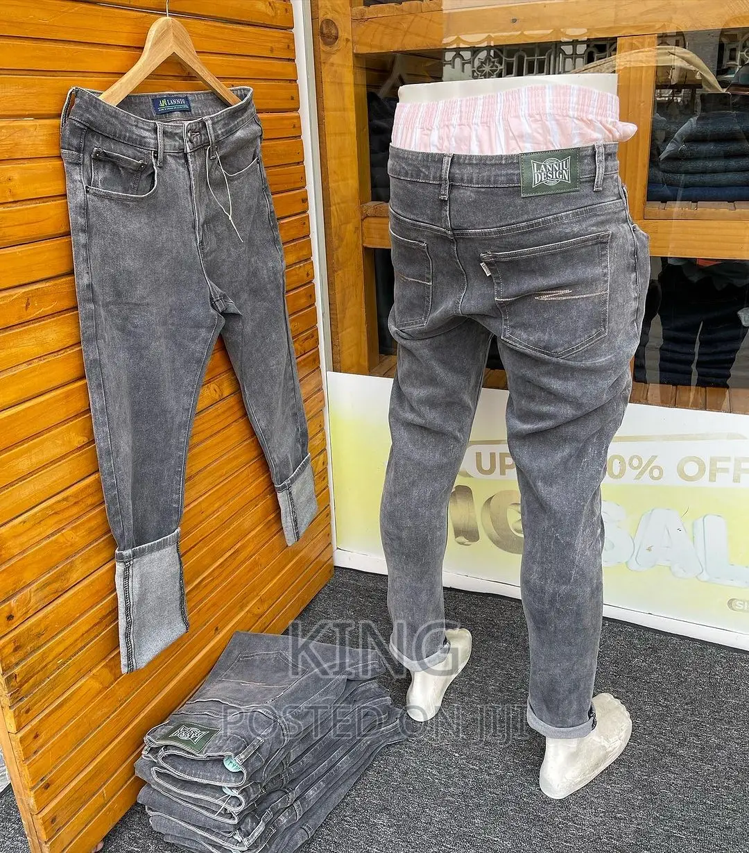 Plain Grey Fit Jeans