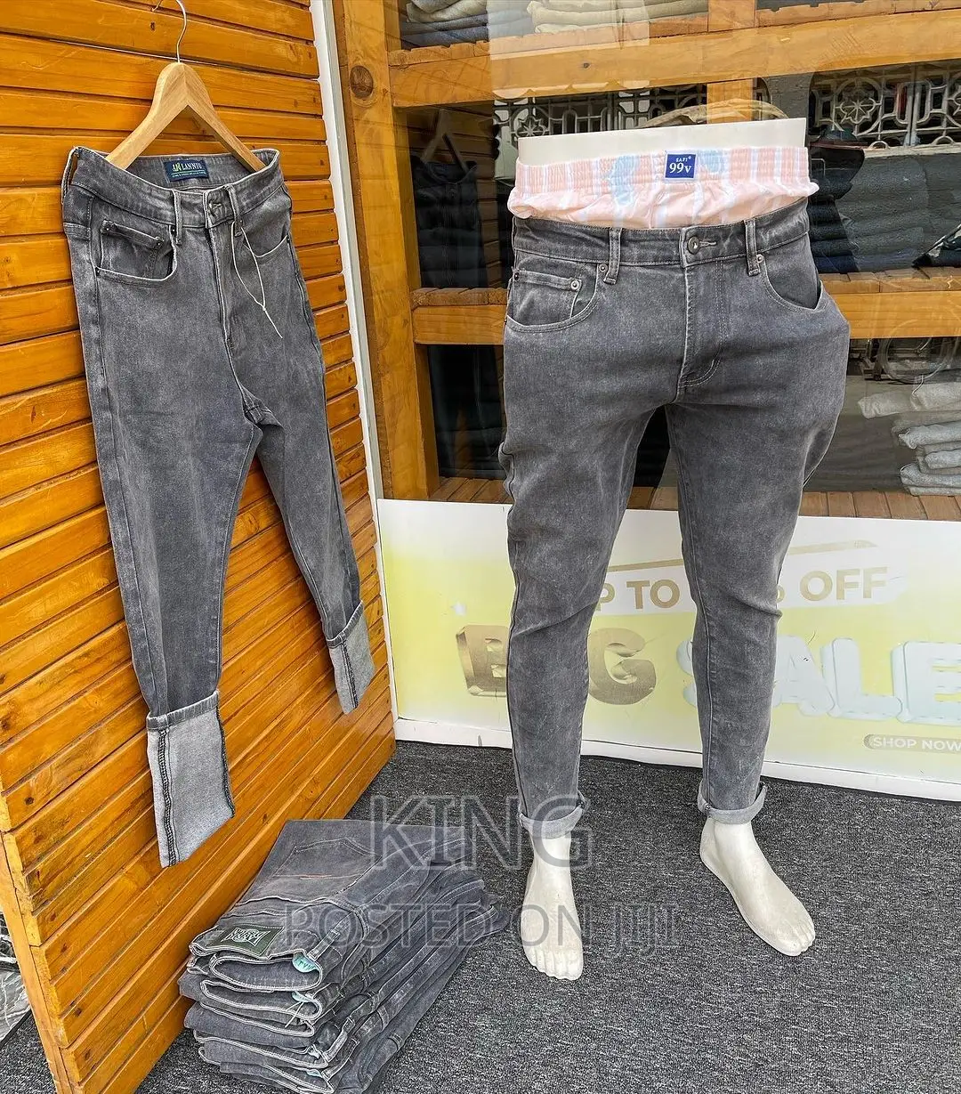 Plain Grey Fit Jeans