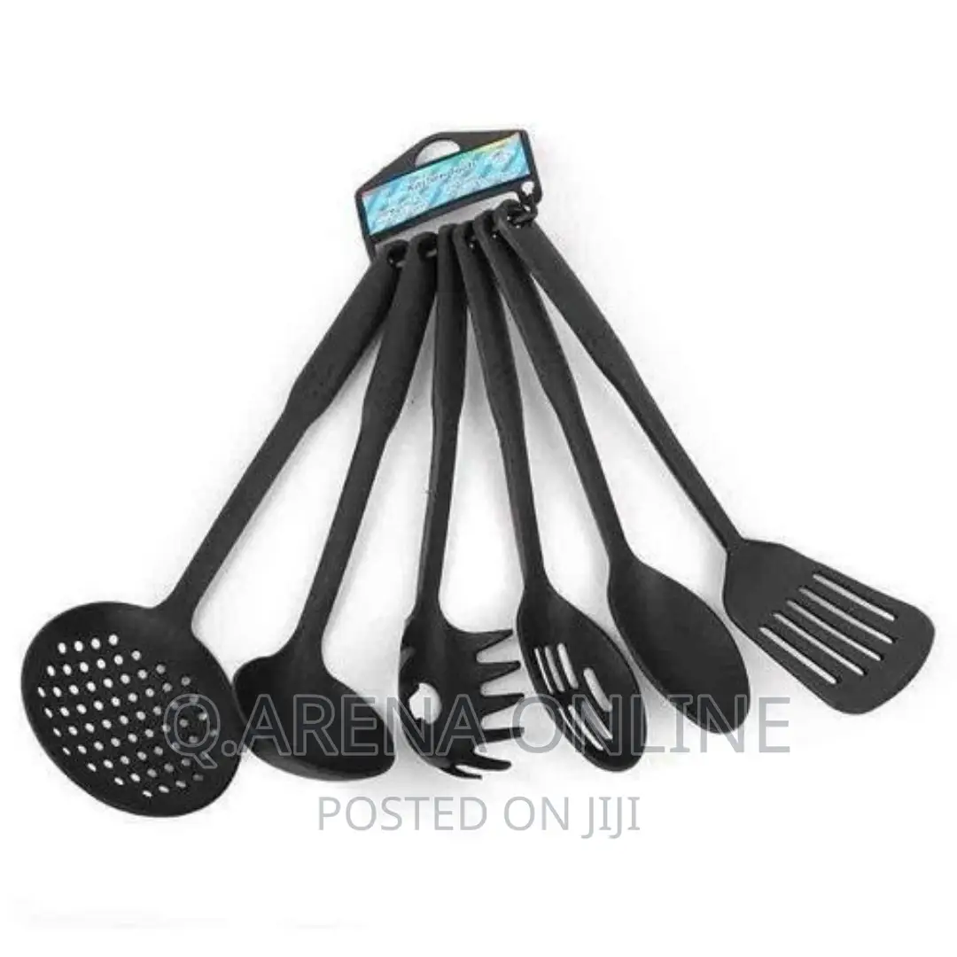 6-Piece Plastic Kitchen Cooking Utensils (Black)