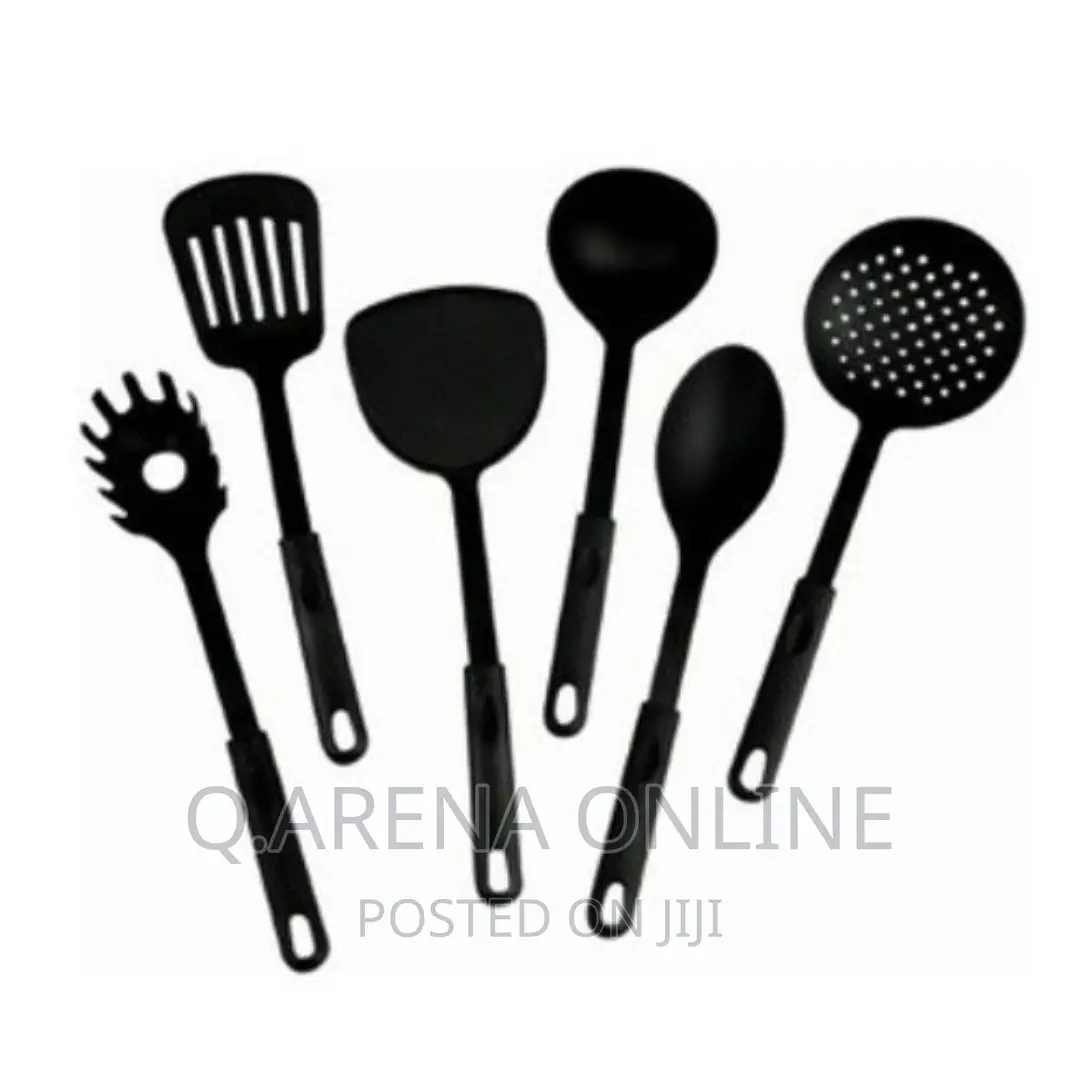 6-Piece Plastic Kitchen Cooking Utensils (Black)