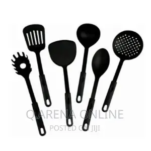 6-Piece Plastic Kitchen Cooking Utensils (Black)