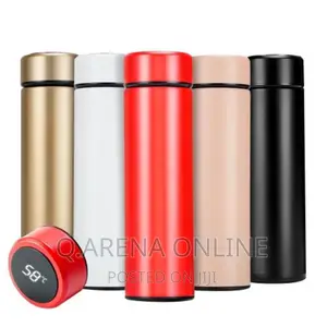 500ml Stainless Steel Portable Smart Led Vacuum Flask - Red