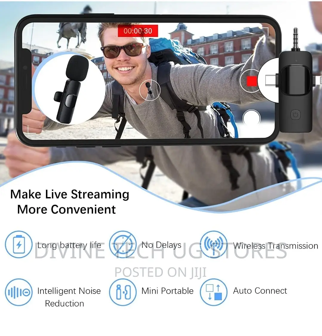 3 in 1 Wireless Lavalier Microphone -Noise Reduction Mic
