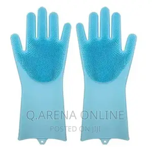 A Pair of Bathroom and Kitchen Cleaning Hand Gloves -Blue.
