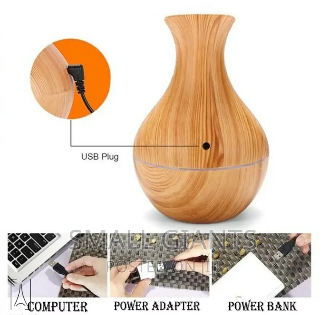 130ml Wood Grain Cool Mist Humidifier With LED Lights