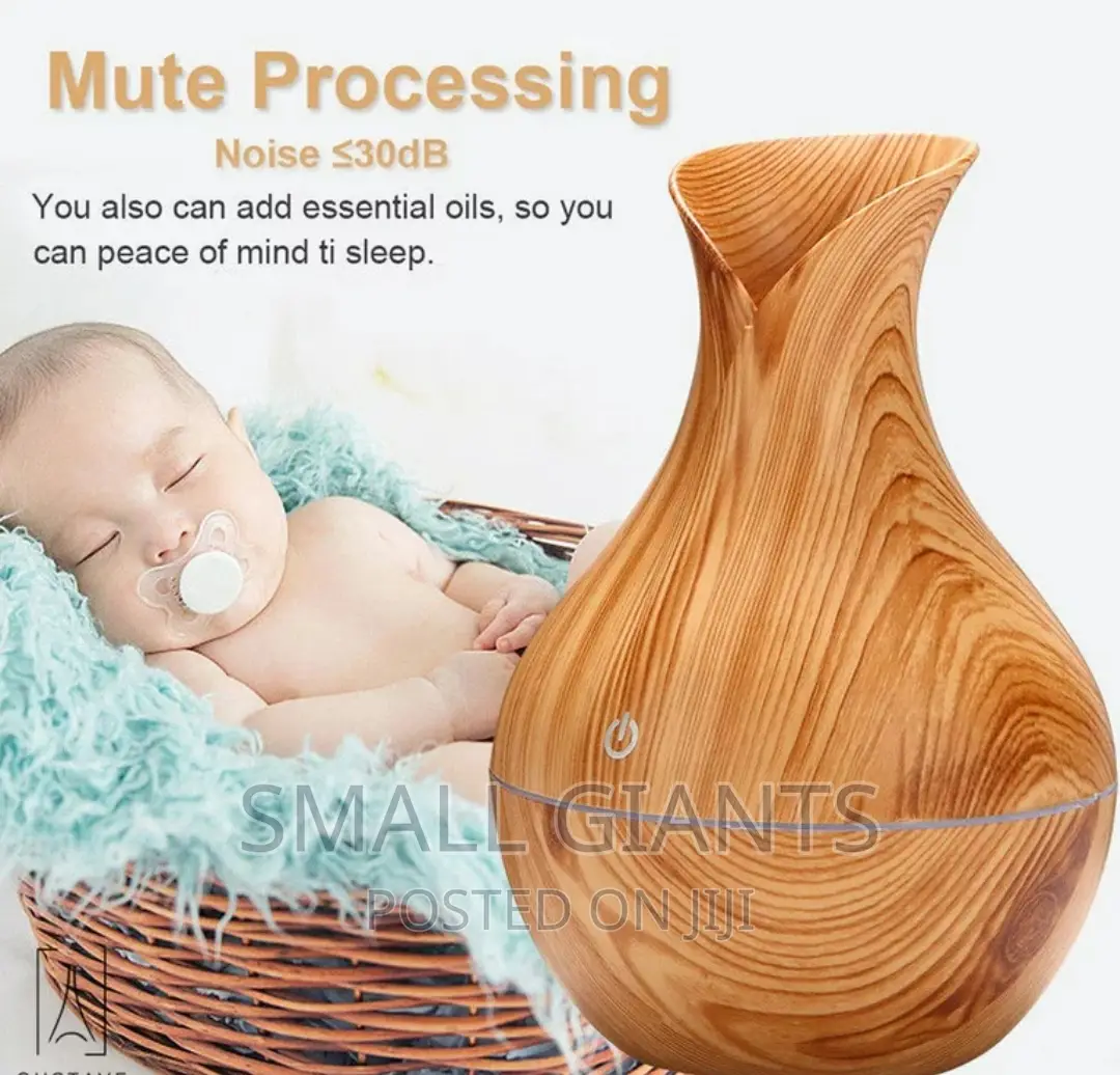 130ml Wood Grain Cool Mist Humidifier With LED Lights