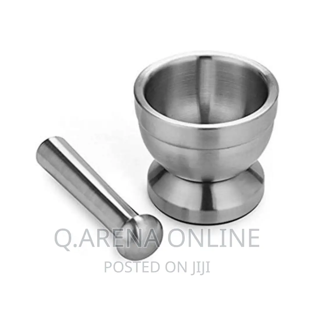 Stainless Steel Mortar and Pestle/Spice Grinder, Silver.