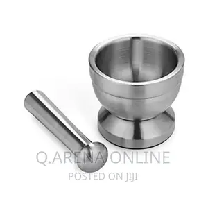 Stainless Steel Mortar and Pestle/Spice Grinder, Silver.