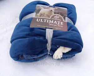 Fleece 2 in 1 Sherpa, Plush Blanket- Navy Blue