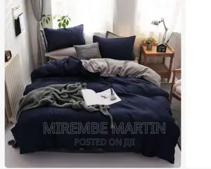Plain Colour Duvet Set 4in 1 Blue Grey