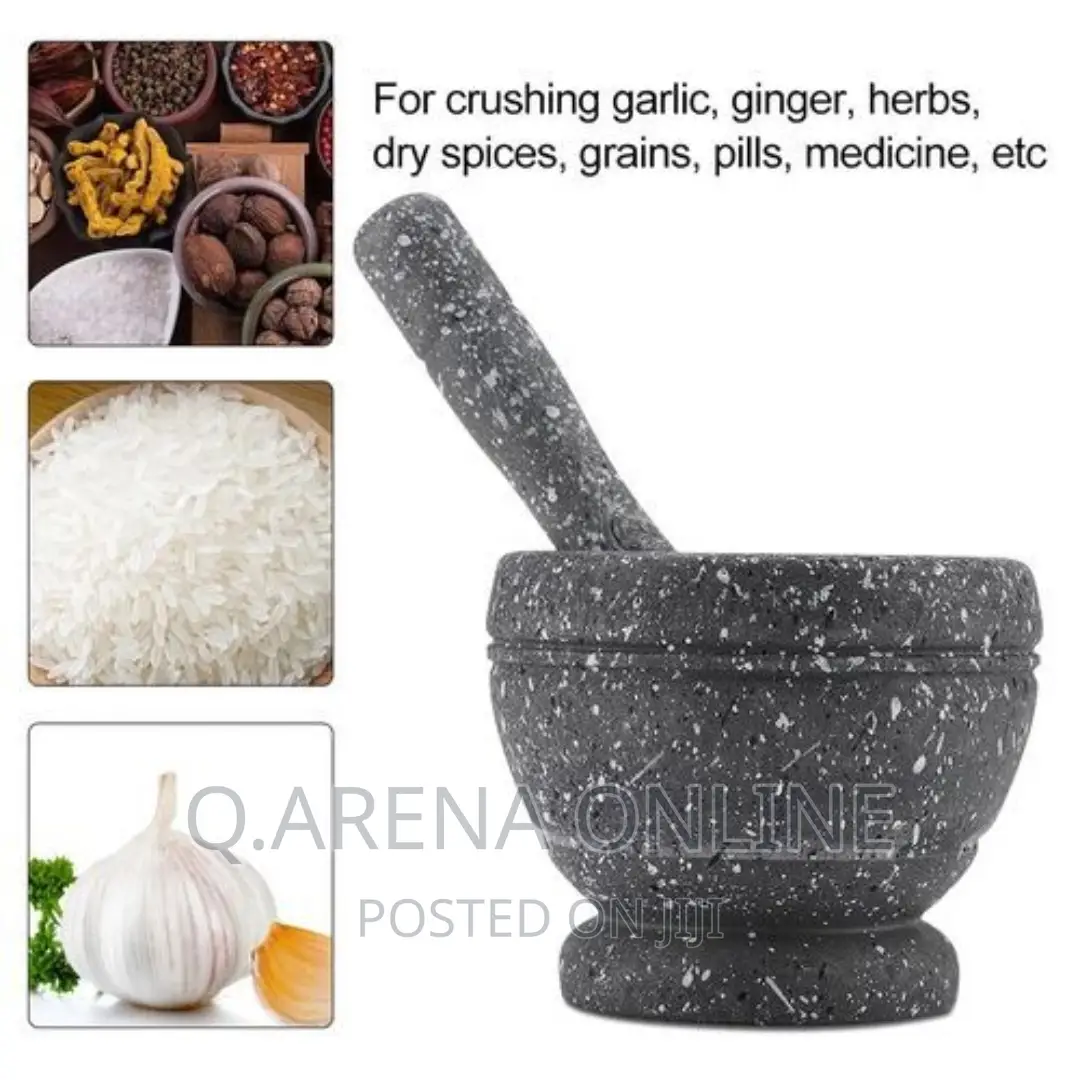 Granite Garlic Grinder With Pestle-Grey Black White