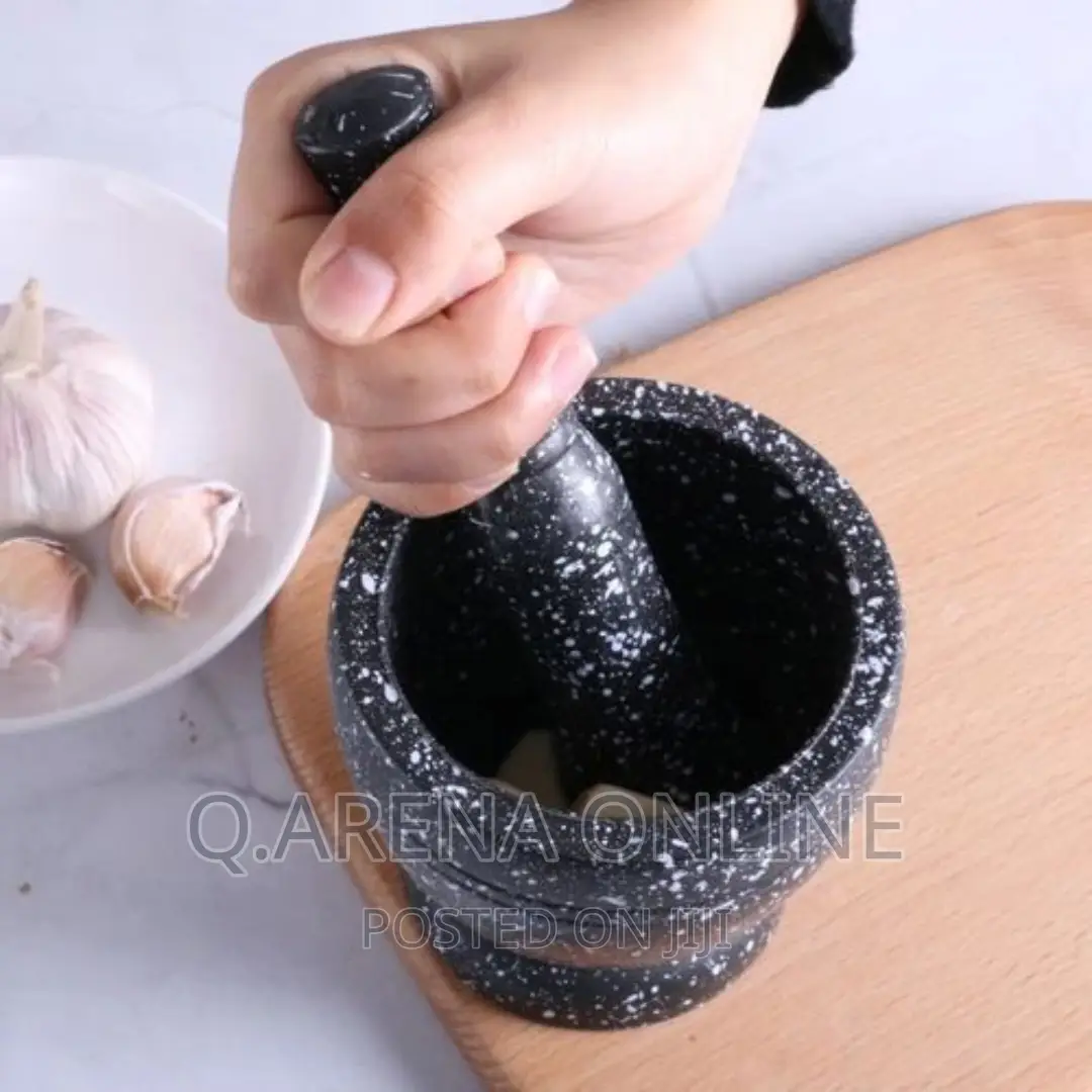 Granite Garlic Grinder With Pestle-Grey Black White