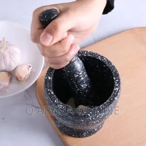 Granite Garlic Grinder With Pestle-Grey Black White