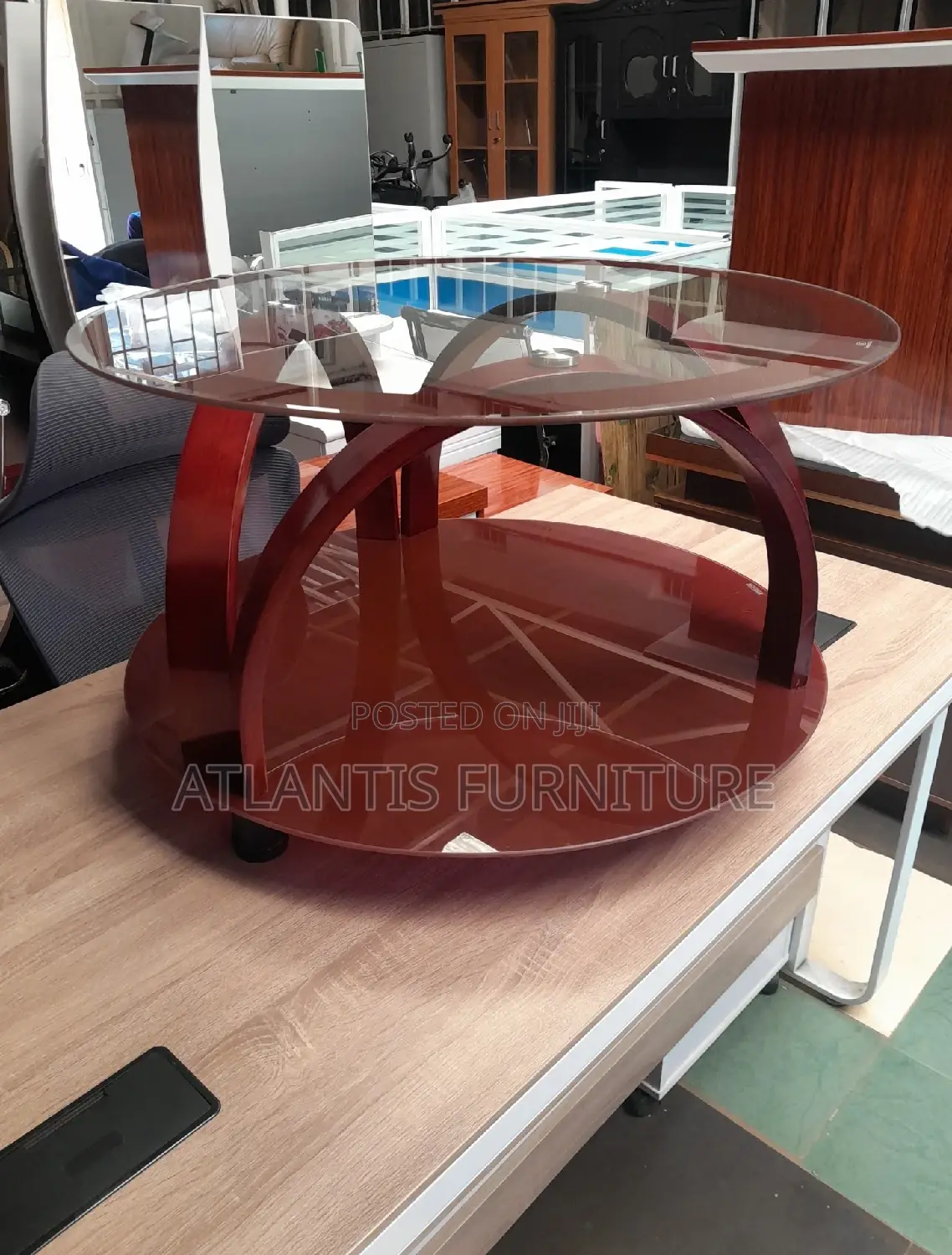 Brown Round Glass Table