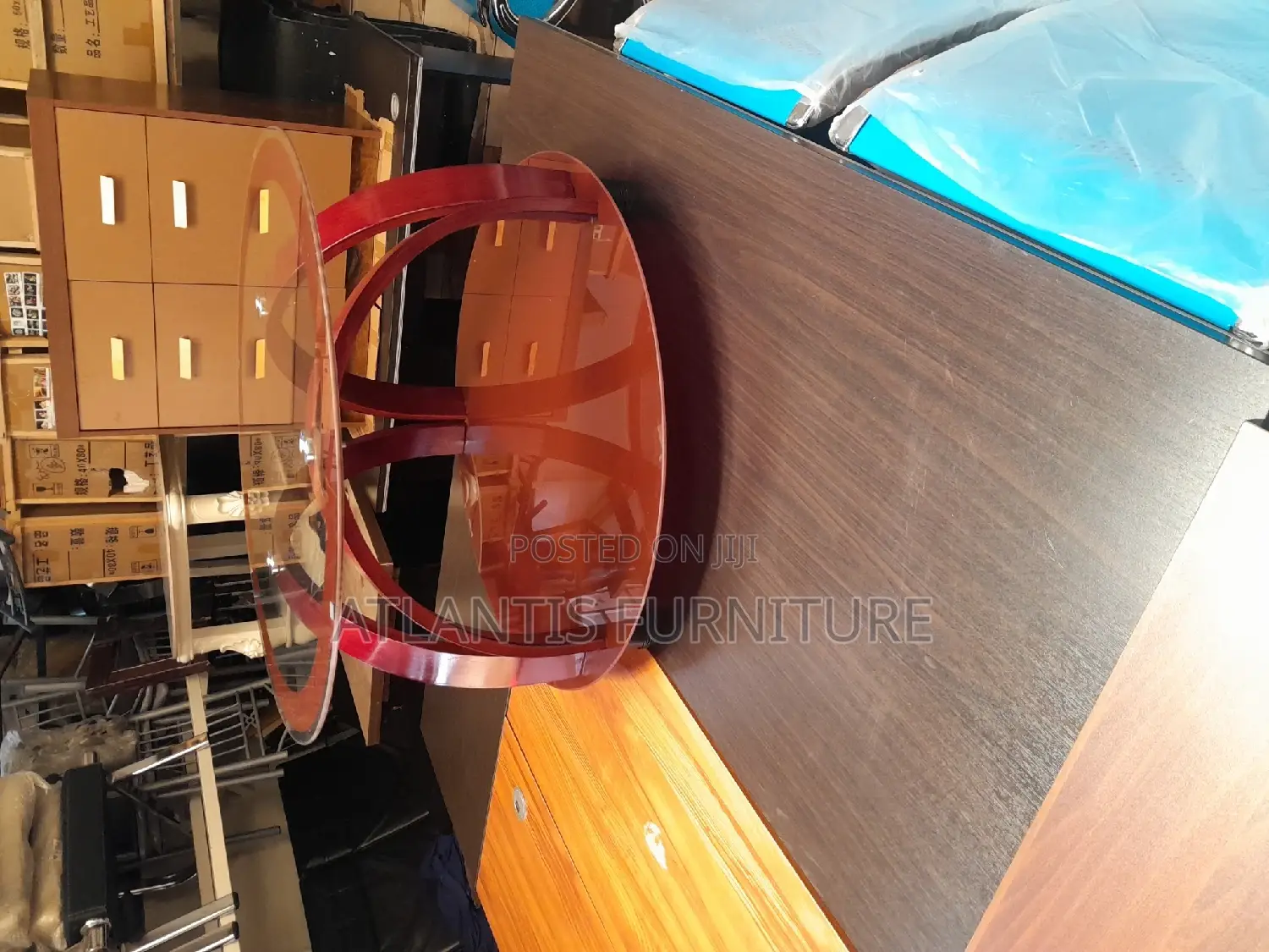 Brown Round Glass Table