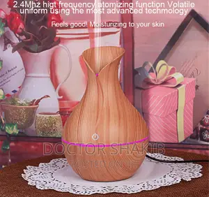 130ml Wood Grain Cool Mist Humidifier With Led Lights